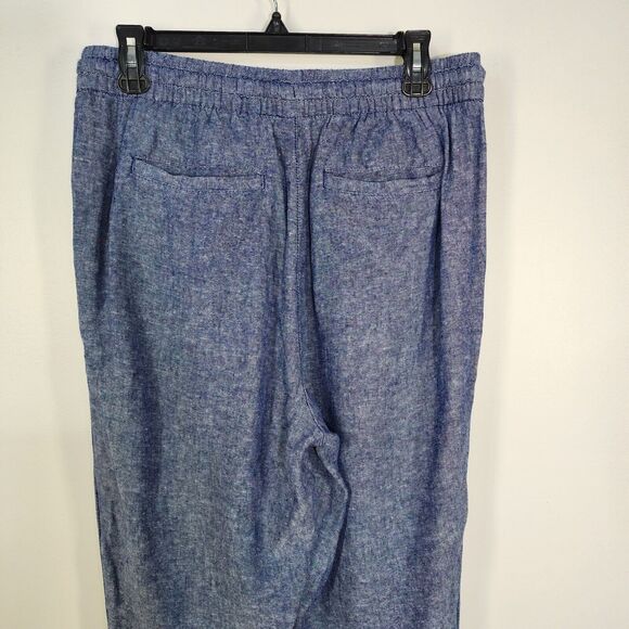 Old Navy Pants Medium Tall High Waisted Linen Blend Straight Cropped Chambray - Picture 5 of 10